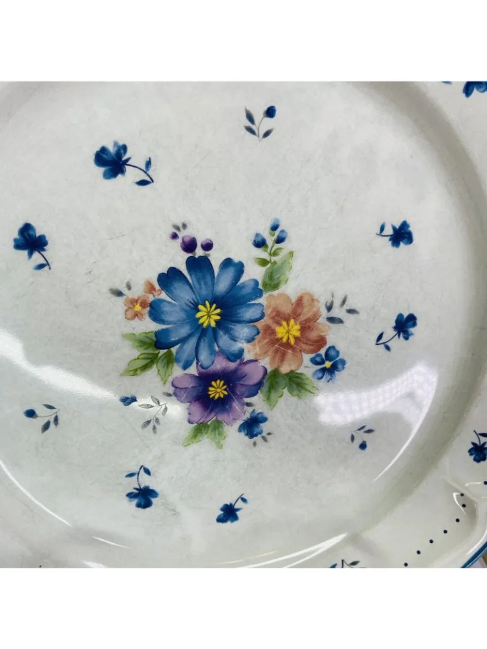 80s JMP Marketing PROVINCIAL BOUQUET Center Flowers Stoneware Dinner Plate Set 4